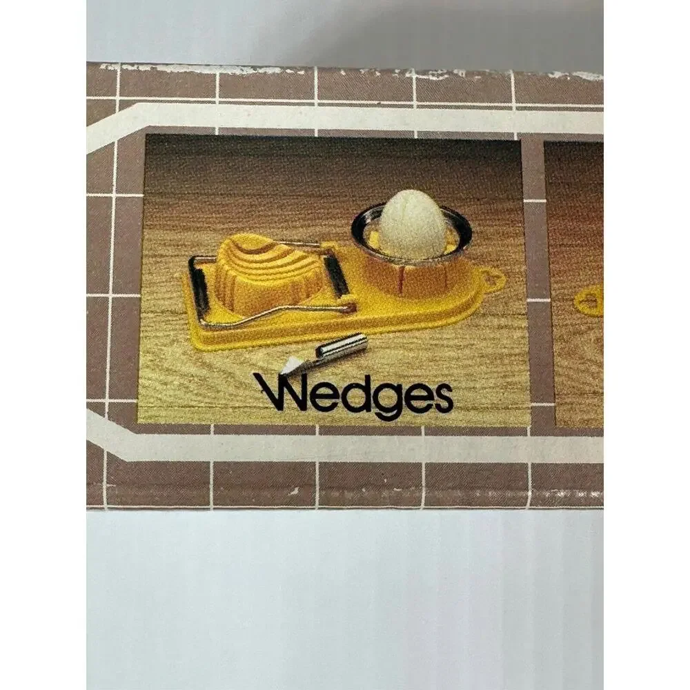 Vtg Yellow 3 In 1 Egg Machine Wedge Slicer Rosette Hong Kong Never‎ Used MCM